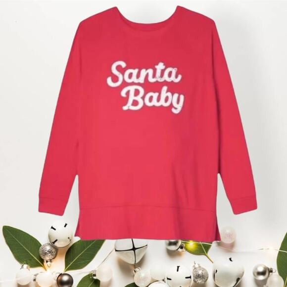 Ingrid & Isabel Maternity Red Santa Baby Long Sleeve Tunic - Picture 1 of 11
